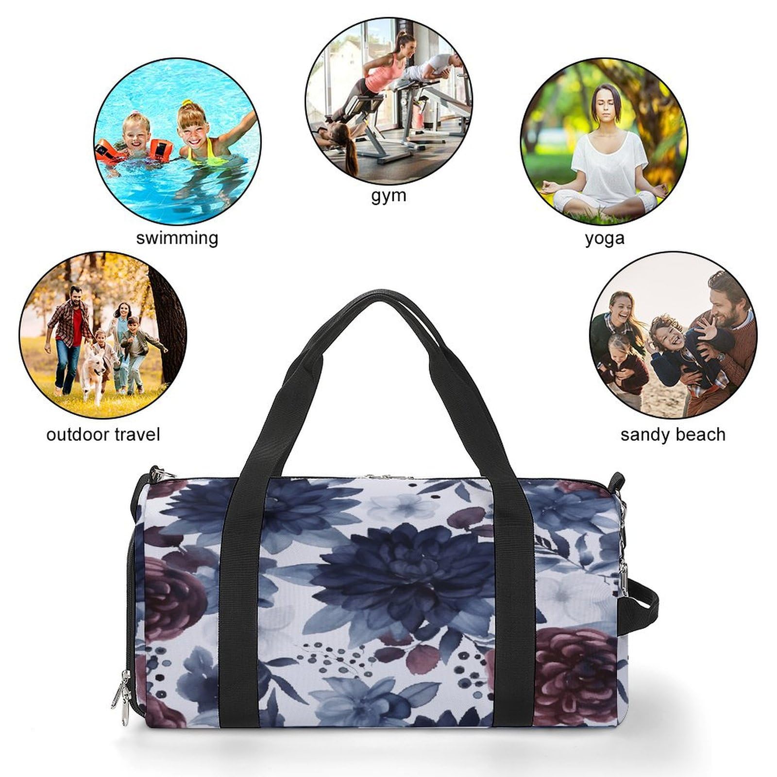 Turnbeutel für Damen und Herren, Wasserfarben-Dunkelblau, mit Muster, wiederverwendbar, Turnbeutel mit Schuhfach, Stil, Einheitsgröße, modern, Stil:, Einheitsgröße, Modern