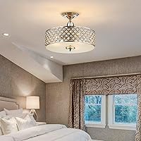 Vista 5 de Saint Mossi - Lámpara de techo semimoderna de montaje empotrado, 3 luces, lámpara de techo de cristal K9 para comedor, sala de estar, dormitorio, 11