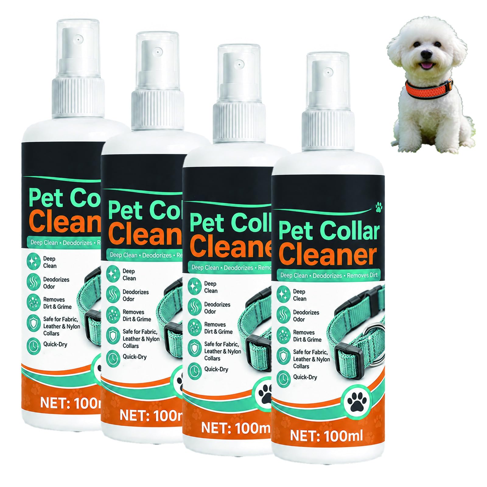 Reinigungsspray für Hundehalsbänder Entfernt gründlich Flecken und Schmutz. (4pcs)