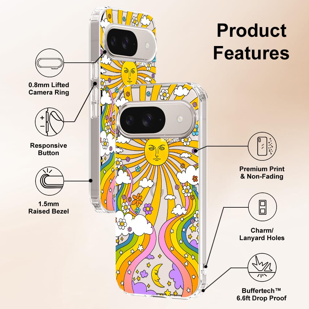 MOSNOVO Case for Google Pixel 10 & Pixel 10 Pro, [Buffertech 6.6ft Military-Grade Drop Protection] [Anti Peel Off Tech] Clear TPU Bumper Phone Case Cover Design - Cute Cherry — view 450