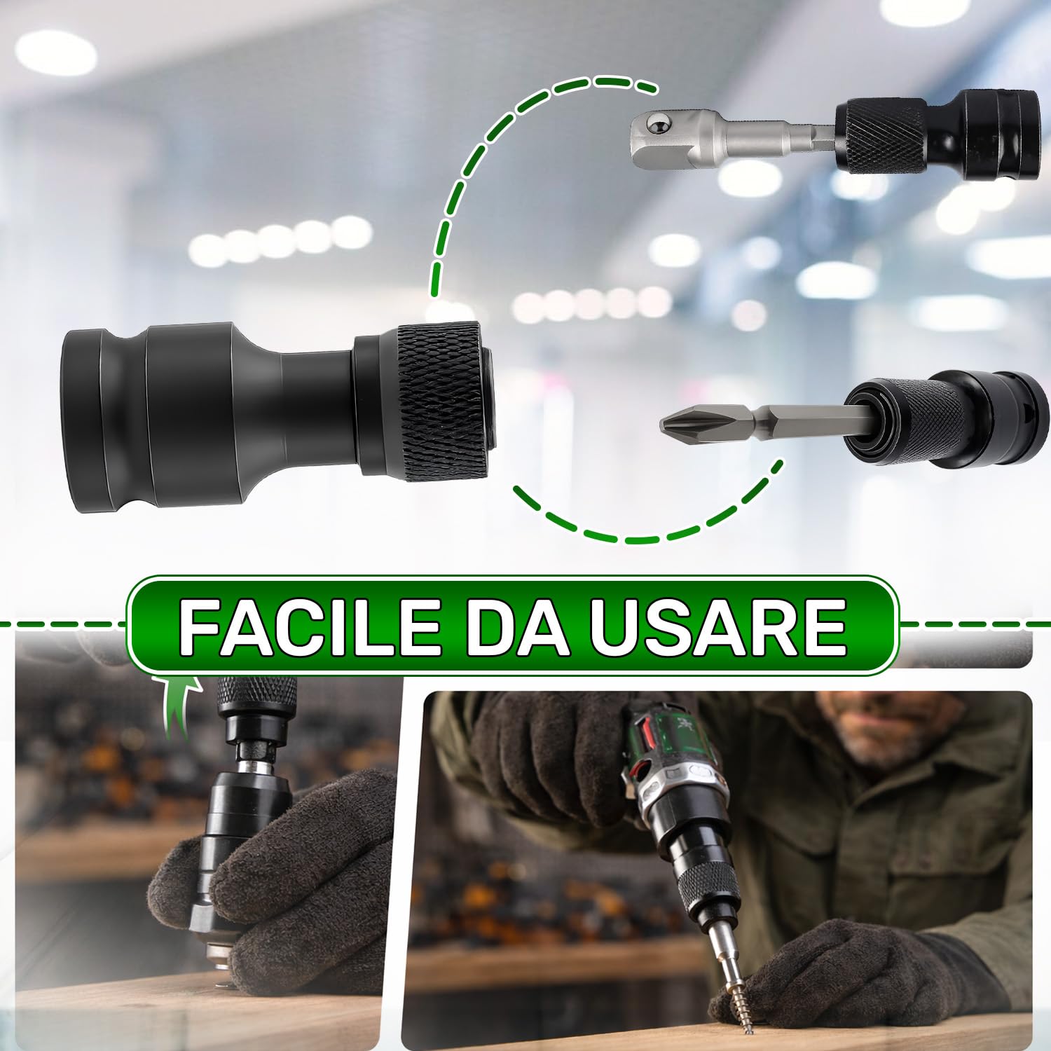 ONIX TECH Adattatore Avvitatore a Impulsi 1/2 per Avvitatore a Impulsi - con Ingresso da 1/2“ Quadrato e Uscita da 1/4” Esagonale - Alta Gamma di CR-V - Garanzia di 5 Anni