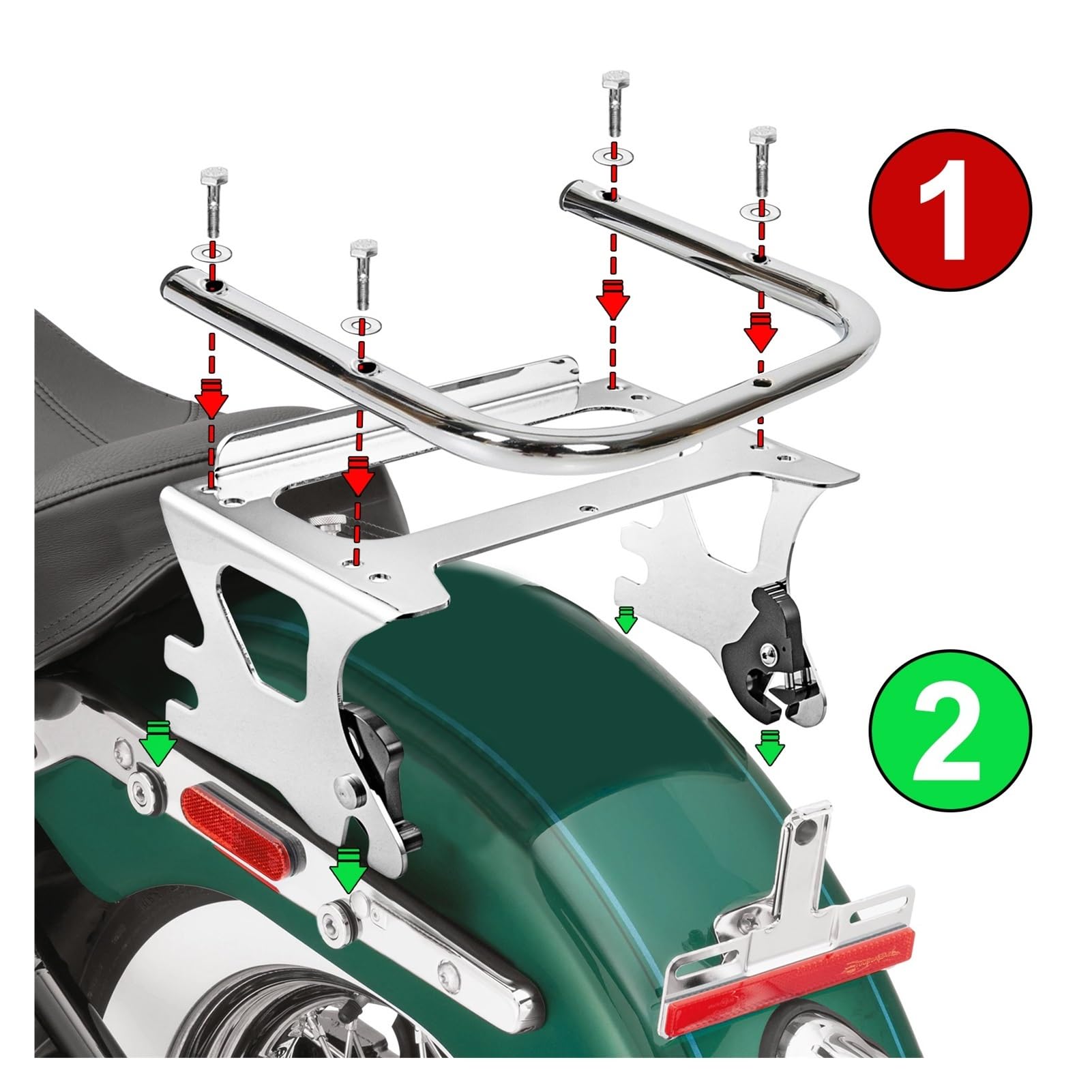 Porte-Bagages Porte-Bagages détachable pour Moto pour Deux Personnes pour Touring pour Electra Glide Street 1997-2008