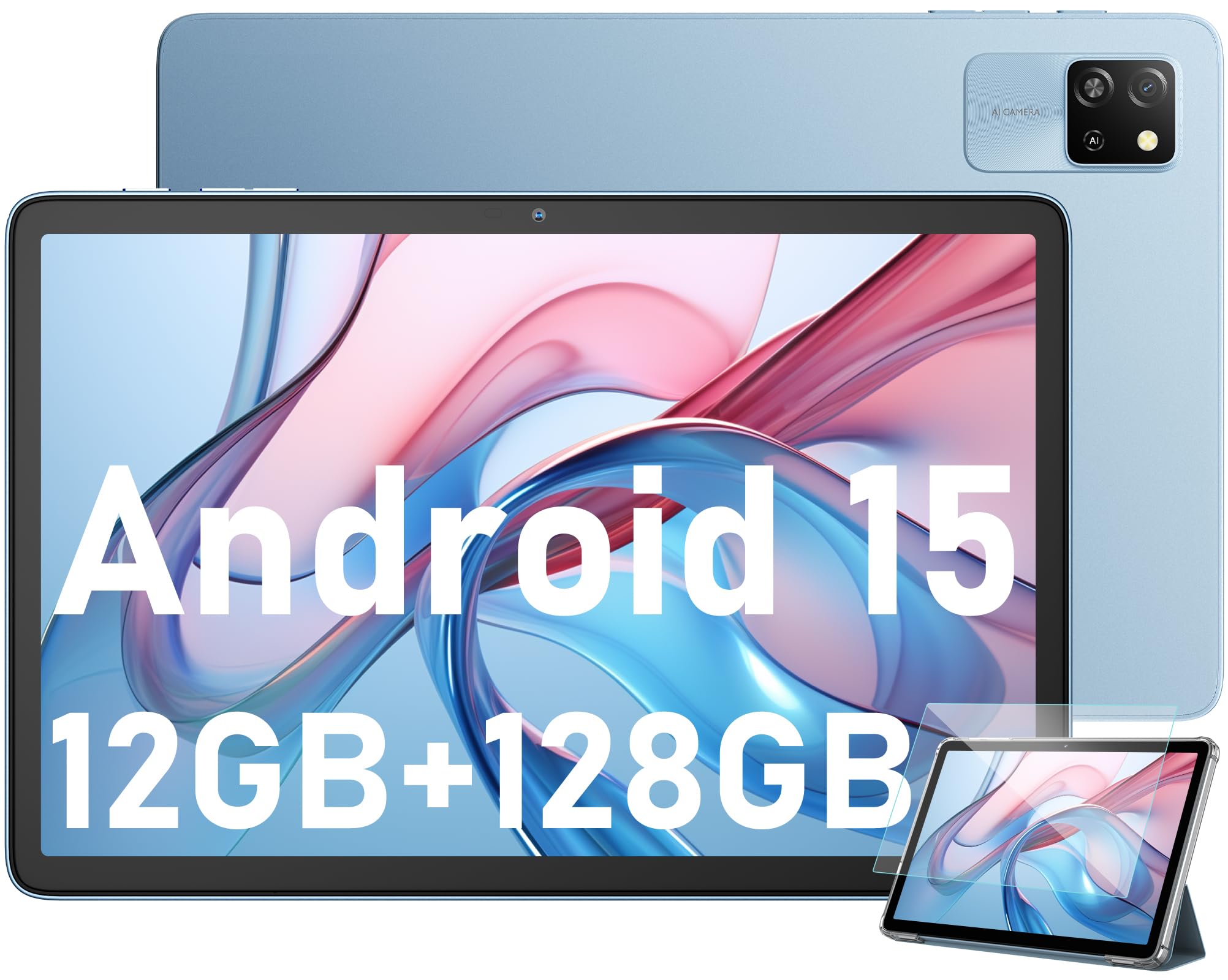 Blackview Tab60 WiFi Tablet Android 15, 12GB+128GB(TF 2TB) Tavoletta Octa-core WiFi 6, Tablet 10 Pollici 5100mAh 8MP+5MP Widevine L1, Bluetooth 5.2, Gemini AI,GMS, Modalità PC Multi-finestra