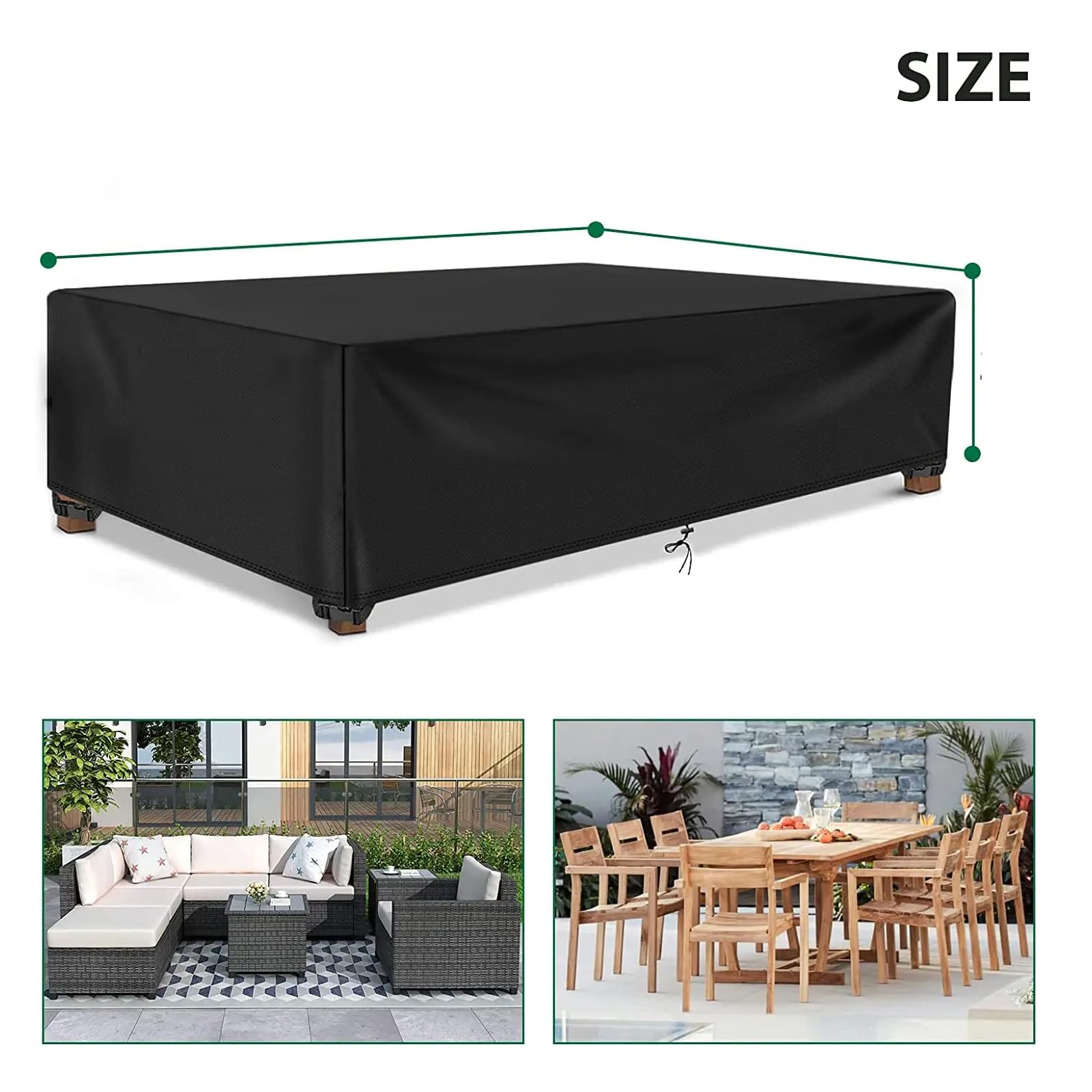 Ryanbem Copertura Per Tavolo Da Giardino Rettangolare - Tessuto Oxford 420D Con Rivestimento PU Impermeabile E Antivento - 60x60x60 Cm - Nero