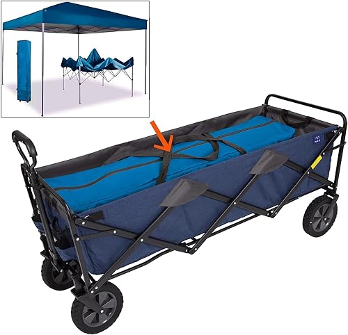 Miniatura 3 de MacSports Carrito de playa plegable y vagón, carrito plegable de alta resistencia para comestibles con ruedas (azul marino)