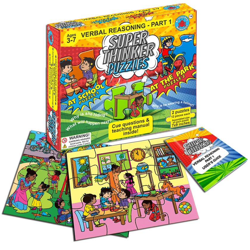 Super Thinker Verbal Reasoning Puzzles - Level 1 | Two Puzzles, Ages 3-7 | Teaching Manual with 4 Levels of Verbal Reasoning | Learn English | Special Needs Kids