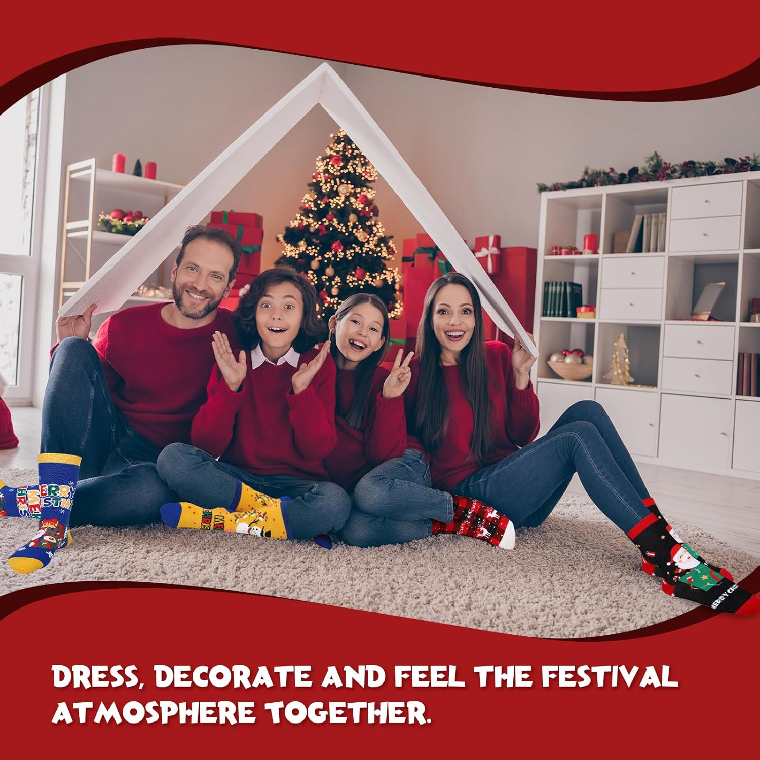 60 Pairs Christmas Socks in Bulk for Women Men, Cotton Colorful Christmas Crew Socks Novelty Funny Fancy Xmas Socks Pack - Image 5