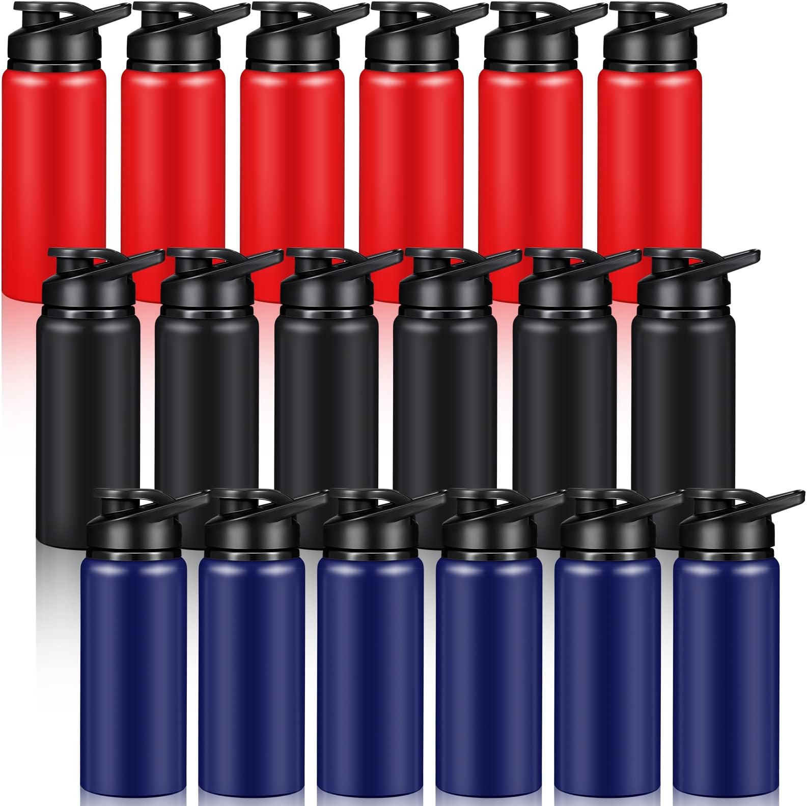 18 Pack 20 oz Reusable Aluminum Water Bottles Bulk Metal Sports Water Bottles Multipack for Gym Hiking Cycling Sports Outdoor