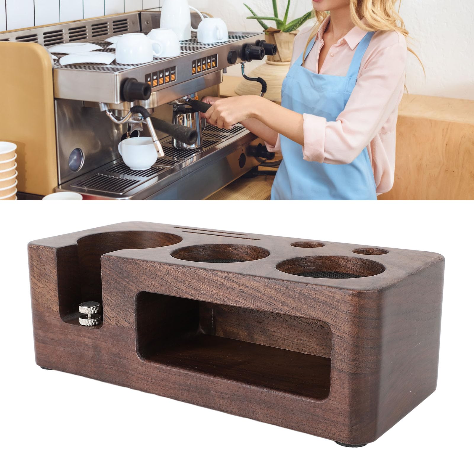 Kaffee-Manipulationsstation aus Walnussholz, Langlebig, Praktisch, Unterstützt Stabile Platzierung, Aufbewahrung von Kaffeezubehör, Kompatibel mit Mehreren Kaffeemaschinen (51MM)