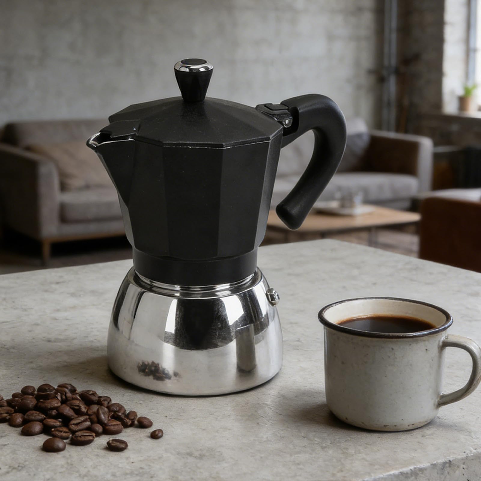 Caffettiera Italiana Caffettiera Ottagonale in Alluminio di capacità Compatta per L'uso Quotidiano, Ideale per gli Amanti del caffè