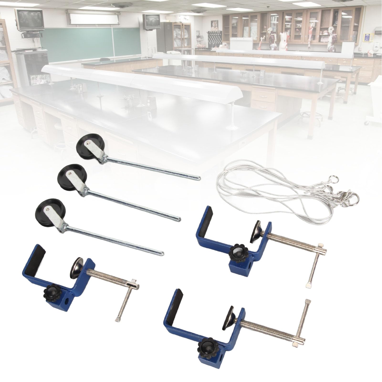 TOPINCN Morsetto per la lavorazione del legno da tavolo con pulegge metalliche, morsetti da banco rinforzati per laboratorio didattico di fisica