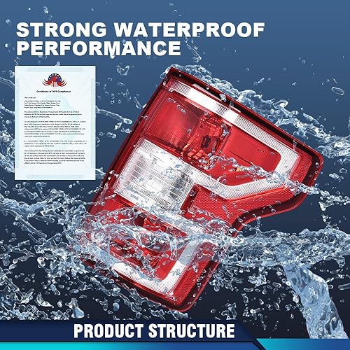 Miniatura 109 de PIT66 Luces traseras, compatibles con Ford F150 2009 2010 2011 2012 2013 2014 Conjunto de luces de freno traseras izquierda y derecha, lente roja