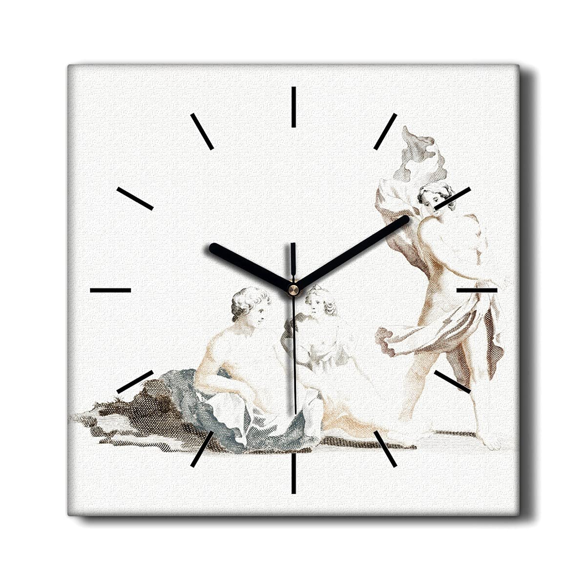 Horloge Murale sans tic-tac pour Décoration le Salon - Toile 30x30cm Anges Classiques