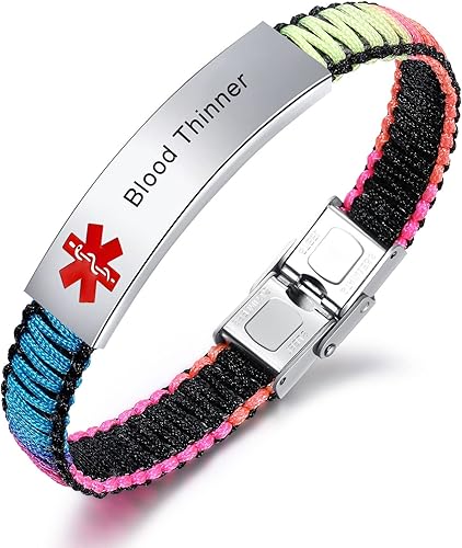 Pulsera de alerta médica para mujer  Pulsera de emergencia con identificación de alerta médica para diabetes T1D T2D T2D para niñas y niños