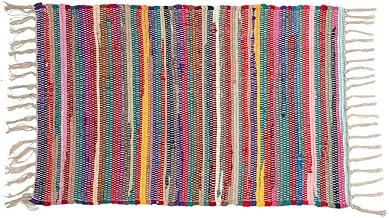 Living Room Rug with Colours [80 x 50 cm] for Bedroom, 100% Cotton – Washable Washing Machine Rug Living Room Jarapa Sofa Summer Indian Style Ethnic Indoor Outdoor