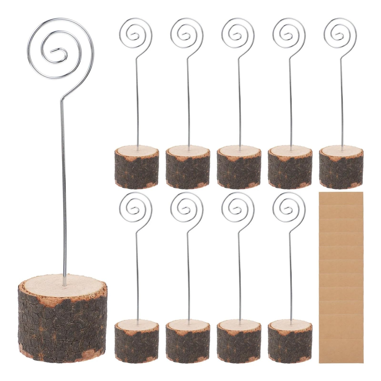 ZGCrumphant Wooden Card Holder 10 Sets Rustic Wooden Stump Place Card Holder Table Number Stand for Wedding Party Prom Banquet Photo Memo Food Sign Decor