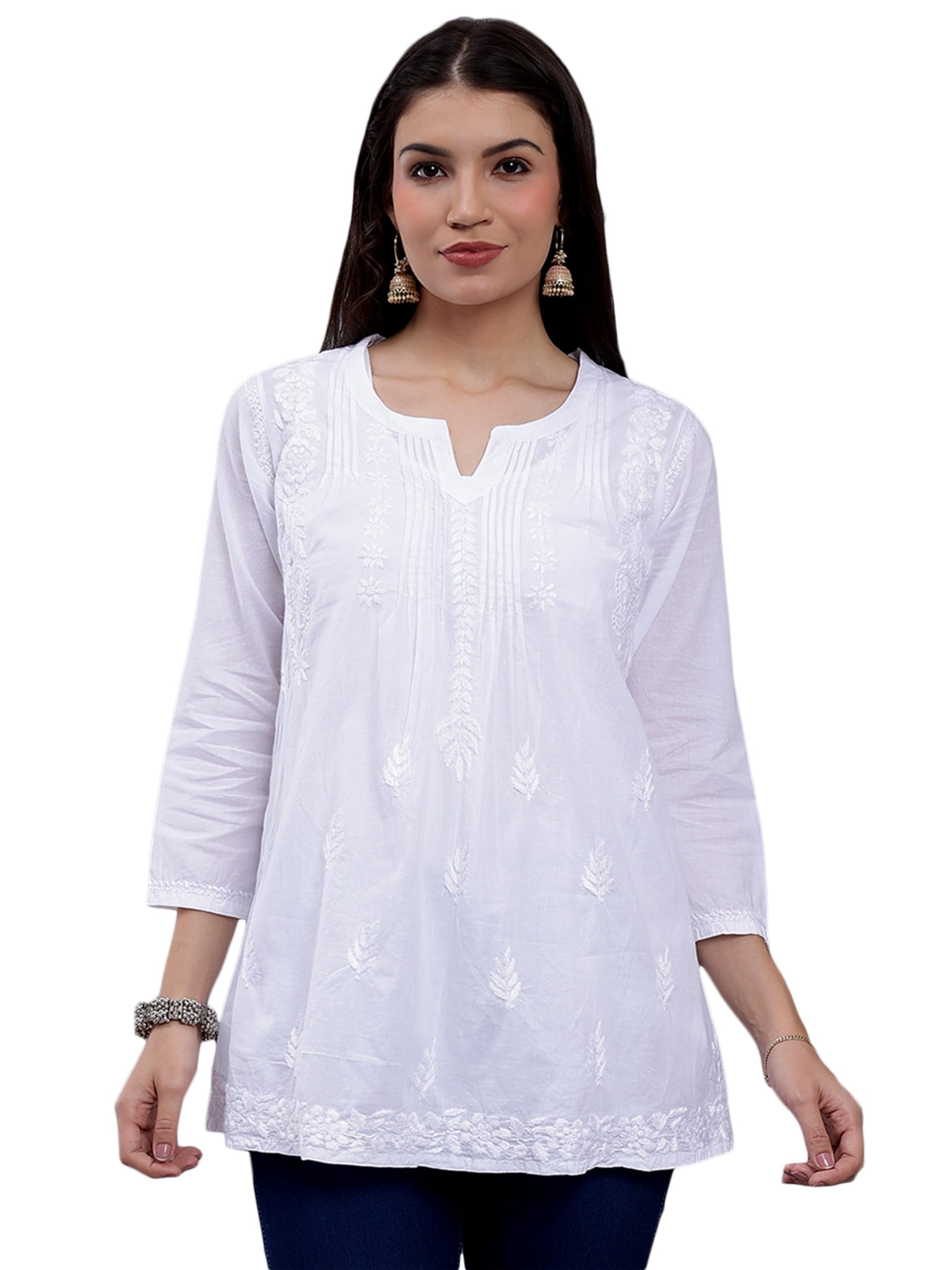 seva chikan Hand Embroidered Cotton Lucknowi Chikankari Top SCL9106-picture-34
