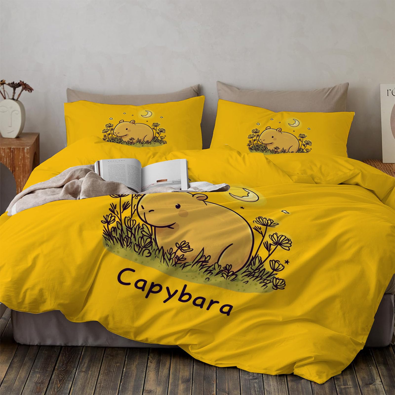 Housse de couette 3D capybara pour créer un cocon de douceur fleuri dans la chambre enfant