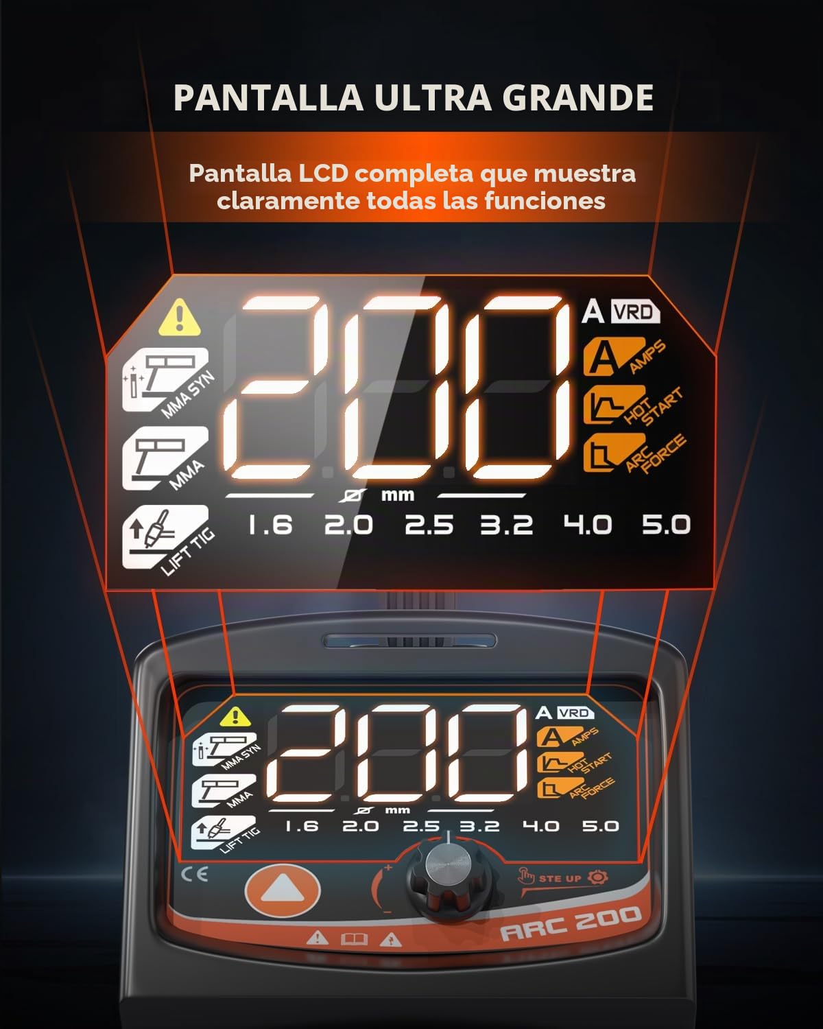 FEIFANKE Soldador de electrodos ARC200 3 en 1 SYN IGBT Inverter Soldador 200A 240V con pantalla digital LED Mini portátil compacto MMA E-Hand/Lift TIG/Hot Start/Arc Force/VRD
