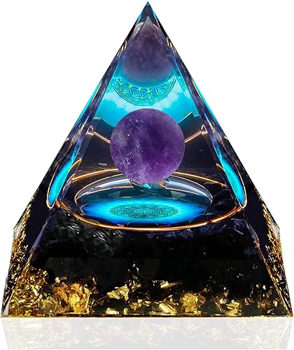 Pirámide de orgón, pirámide de cristales curativos y piedras curativas, pirámide de meditación de orgonita para energía positiva, éxito, generador