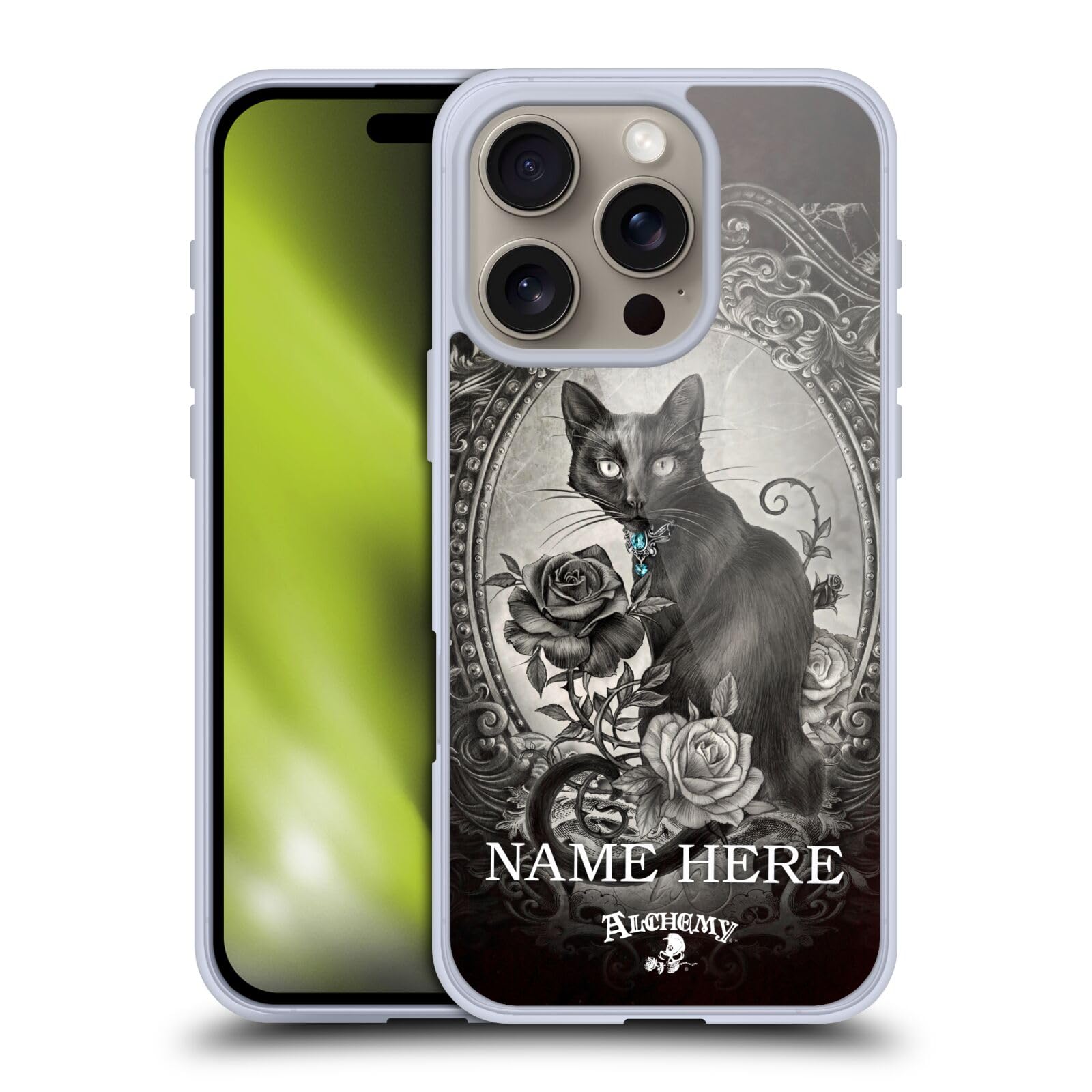 Coque Gel iPhone 16 Pro Paracelse Alchemy Gothic Personnalisée avec Nom et Initiale