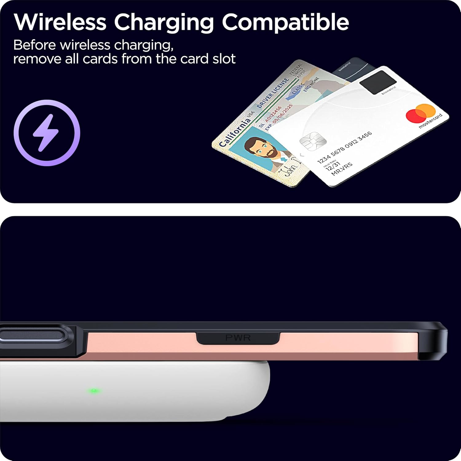 harusaki 𝟐𝟎𝟐𝟓 𝗡𝗘𝗪 iPhone Air Wallet Case with Hidden Card Slot - Wireless Charging Compatible iPhone 17 Air Case with Card Holder for Women and Men (Pink Gold) - Image 5