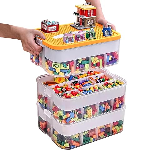 Boite Rangement Plastique pour Lego Briques, 3 Couches Boite Rangement