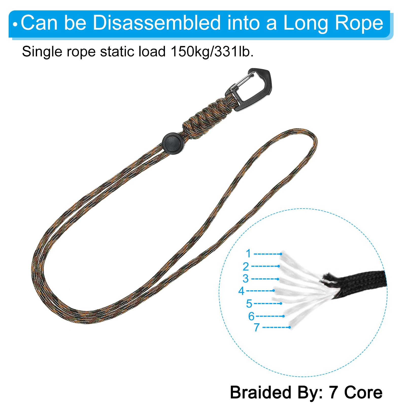 PATIKIL Badge Lanyard 18.8 Inch, Necklace Keychain Cord Metal Clasp Hook Ring Strap for Keys Whistle ID Card Badge Holder Camo Gold - Image 3