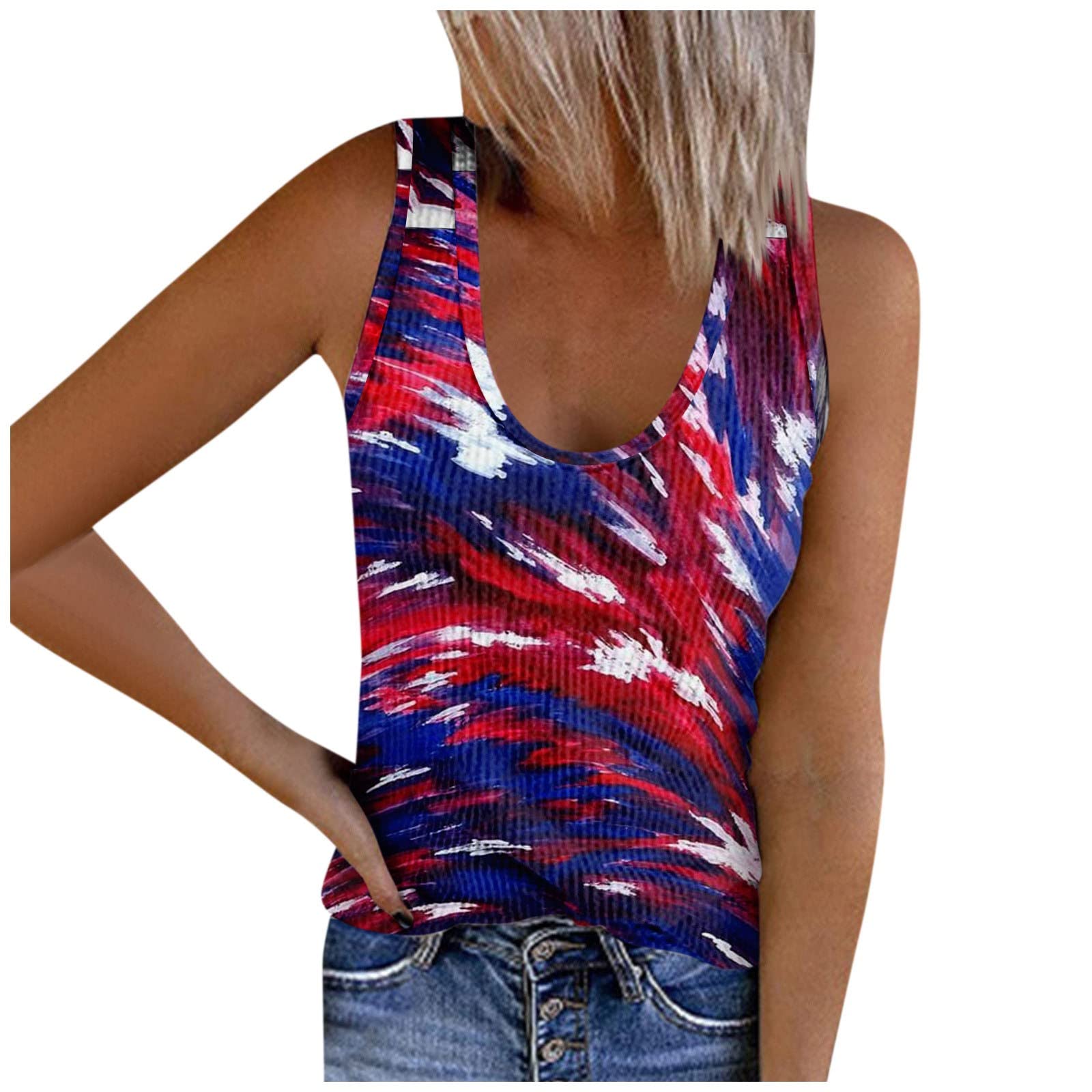 Workout Tank Tops for Women Pack of 5 Women's Street Casual Strap Tank Top Sports Stripe Tank Top Jelly Color Loose