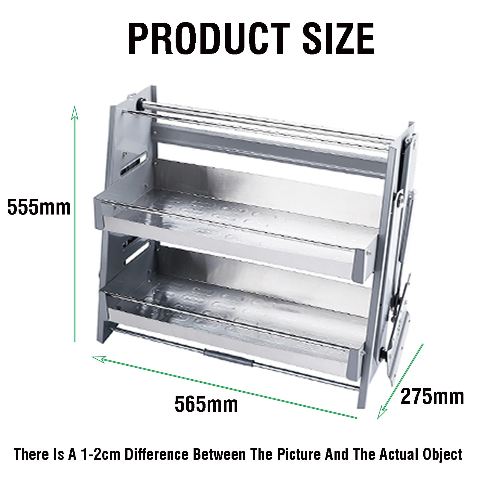 Organizer espandibile per armadietti in acciaio inox resistente, ripiani estraibili, capacità di carico di 600 mm, soluzione ideale per la cucina per massimizzare lo spazio