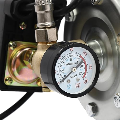 Miniatura 8 de Bomba de pozo poco profundo 1HP con tanque de presión, cabeza máxima de 148 pies, bomba de riego de acero inoxidable de 800 GPH con interruptor de