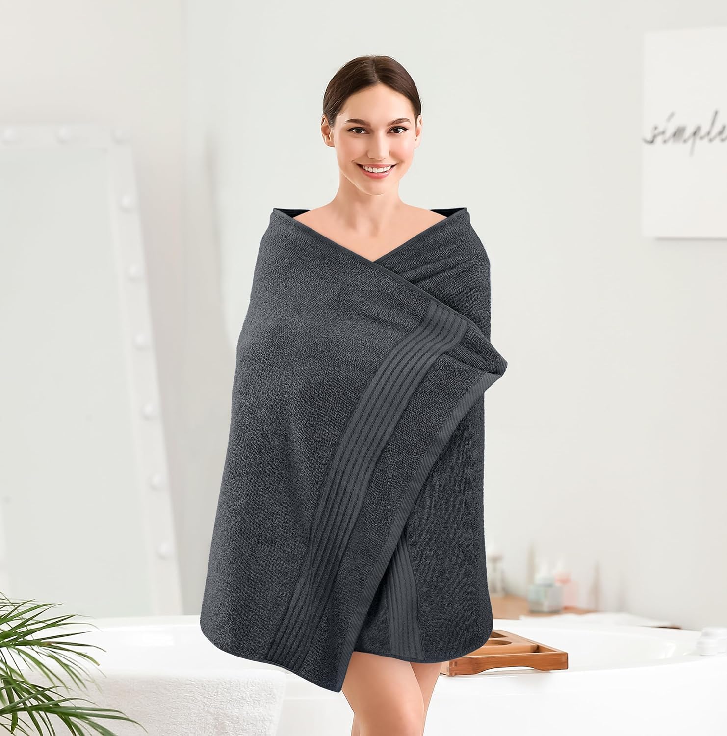 Utopia Towels Utopia Towels Premium 100% Combed Ring Spun Cotton Bath Towels, Ultra Soft and Highly Absorbent, 27 by 54 inches, Large Bath Towels, 4 Pack, Grey in use