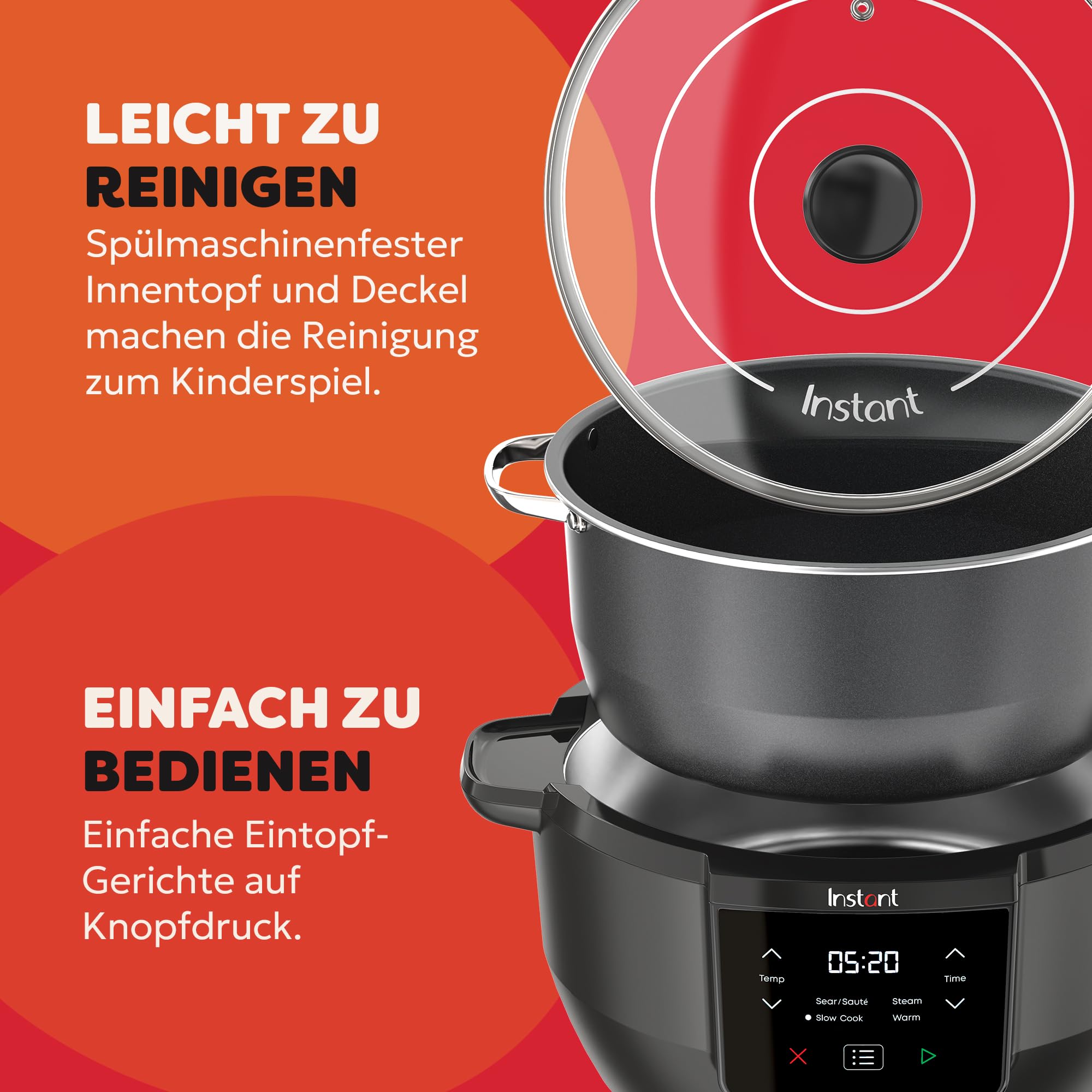 Instant Pot – Superior Schongarer – 7,1L Multikochsystem mit Einstellungen für Schongaren, Anbraten, Dämpfen und Warmhalten, antihaftbeschichteter Innentopf