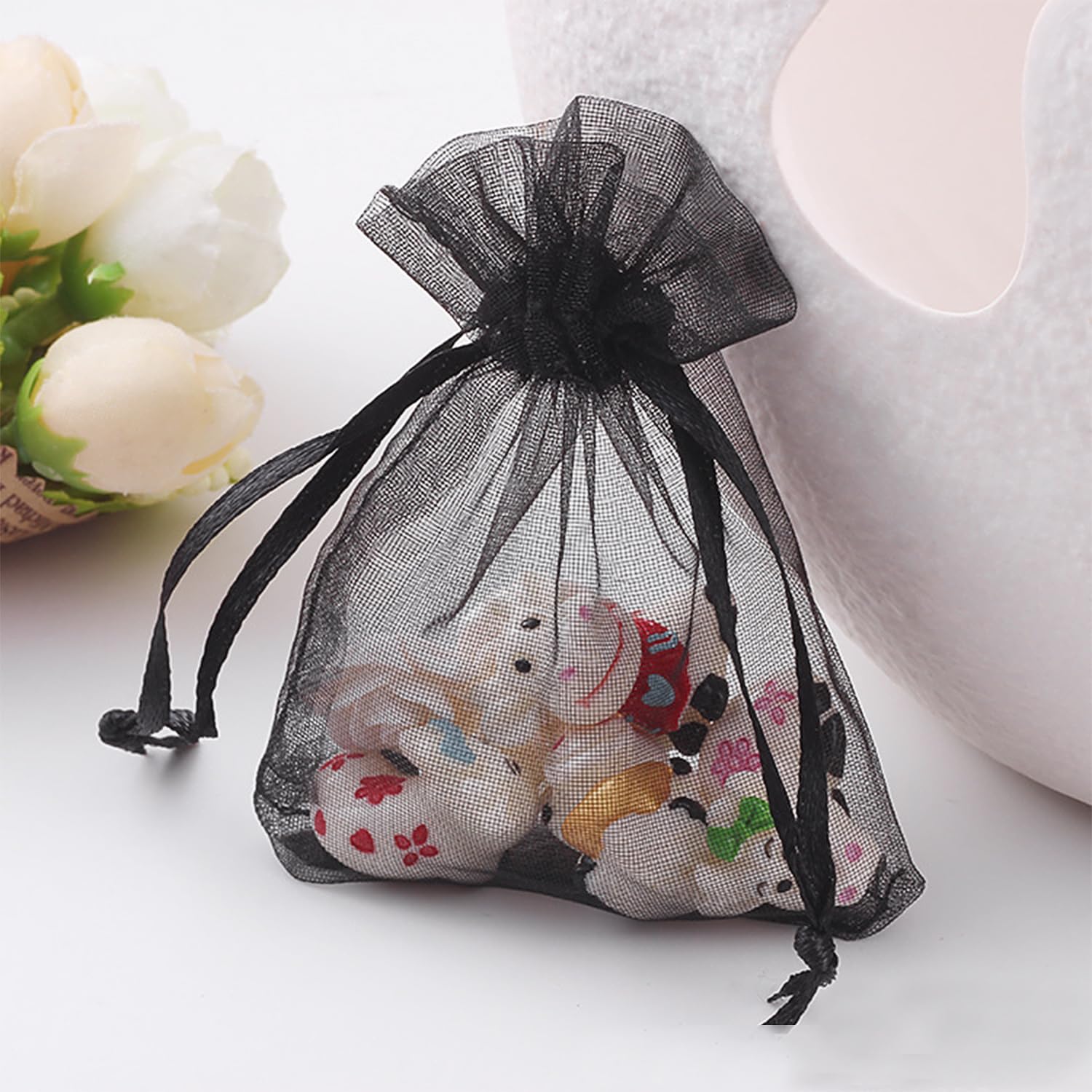 100 Sacchetti Organza 10x12cm Trasparenti - Per Bomboniere, Matrimoni E