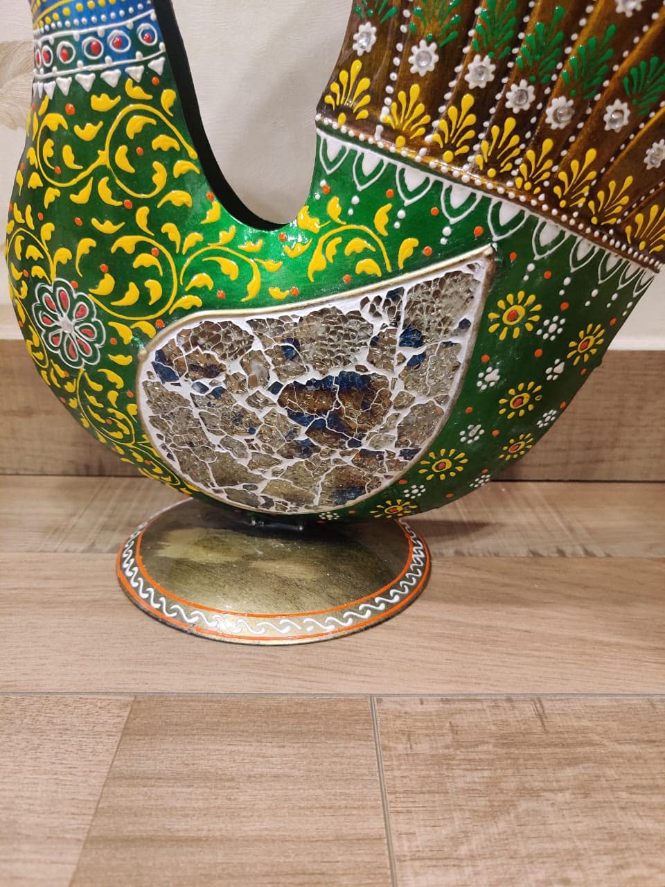 MISHITA COLLECTIONS Exclusive Peacock Table with Mosaic Work on it with Sheesham Wood Top, Cum Side Table, for Home/Office/Living or Bedroom Decor: Size (LxHxB) - 14x15.5x8 Inch 1
