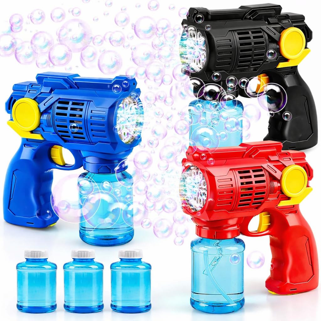 Toy Life 3 Pack Bubble Guns for Kids, Automatic Bubble Blower, Leakproof & Lightweight, Outdoor Summer Toy, Easter Basket Stuffer, Party Favor, Birthday Gift for Toddlers Boys Girls