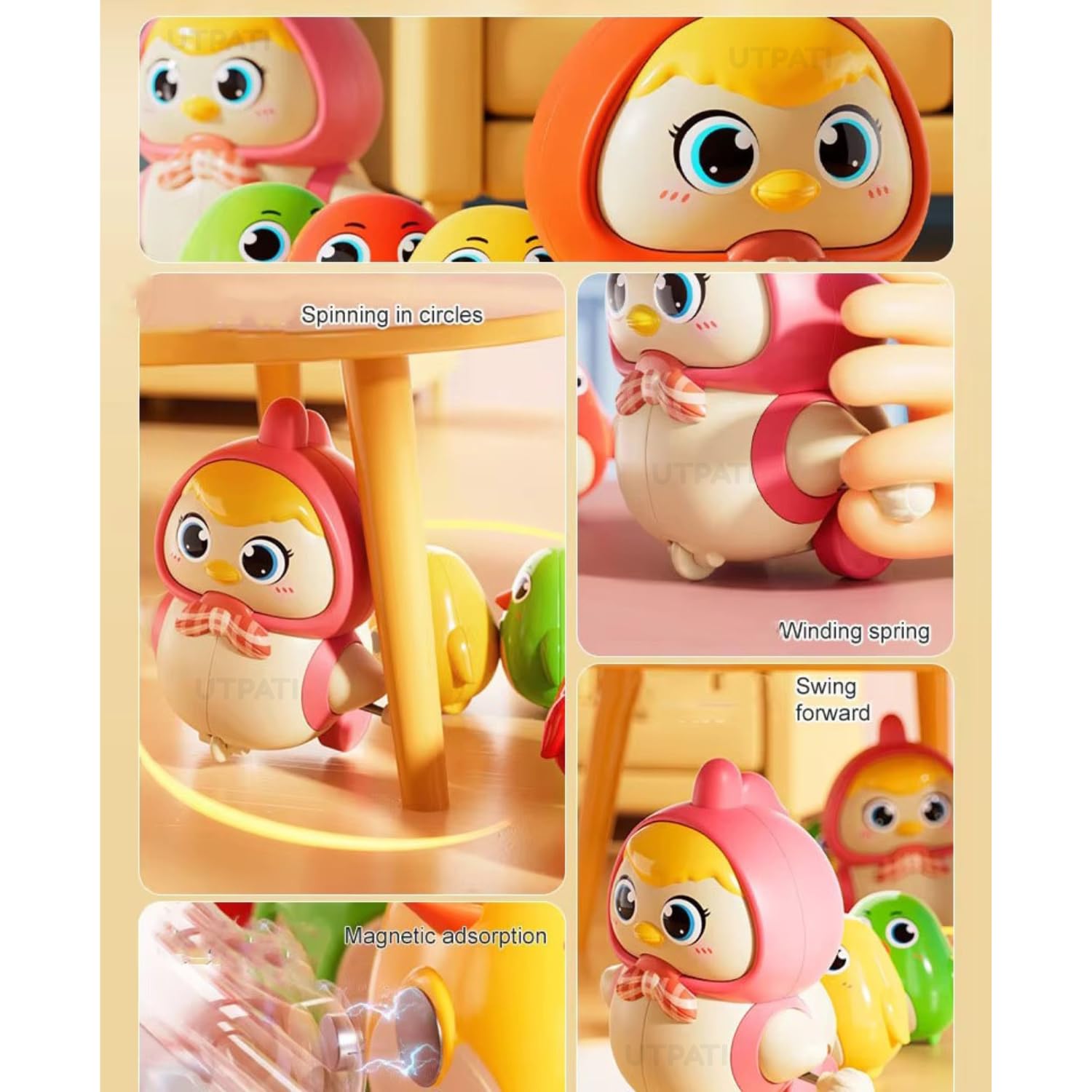UTPATI Chicken Toys for Kids, Swinging Chain String Magnetic Hen with Chick Learning to Crawl Spring Toy, Crawling Wind-up Duck, Walking Chicken Cute Windup Toy for Boys Girls Toddler - Image 9 thumbnail