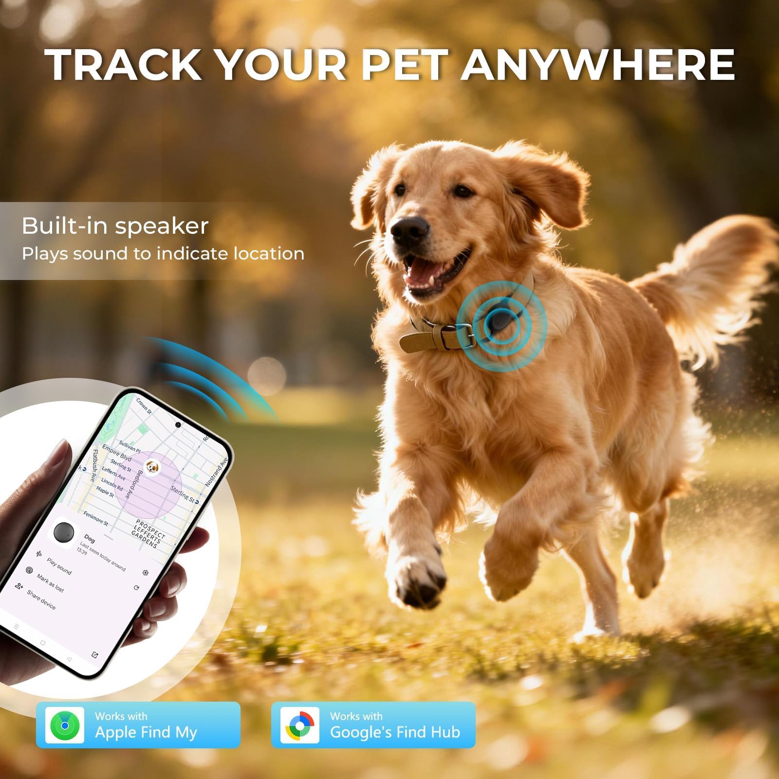 Hund Katze Tracker(iOS/Android) - SmartTag Tracker Ohne ABO mit Schutzhülle