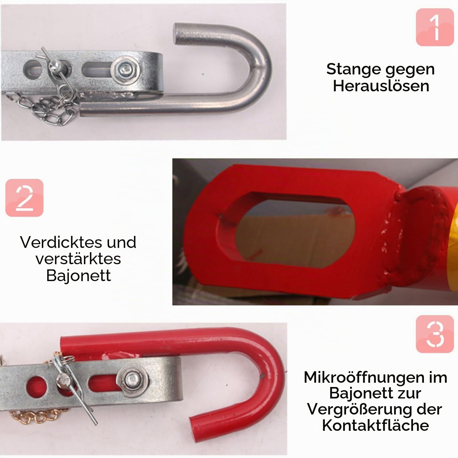 AMUFJJ abschleppstange Abschleppstange Für Pkw Kugelkopf, 3 T/ 5 T/ 6 T/ 8 T/ 20 T/ 30 T/ 50 T Abschleppstange Mit Zugkupplung Für Pkw Mit Anhängerkupplung, Mit Zwei-Wege-Dämpfung(3 ton)