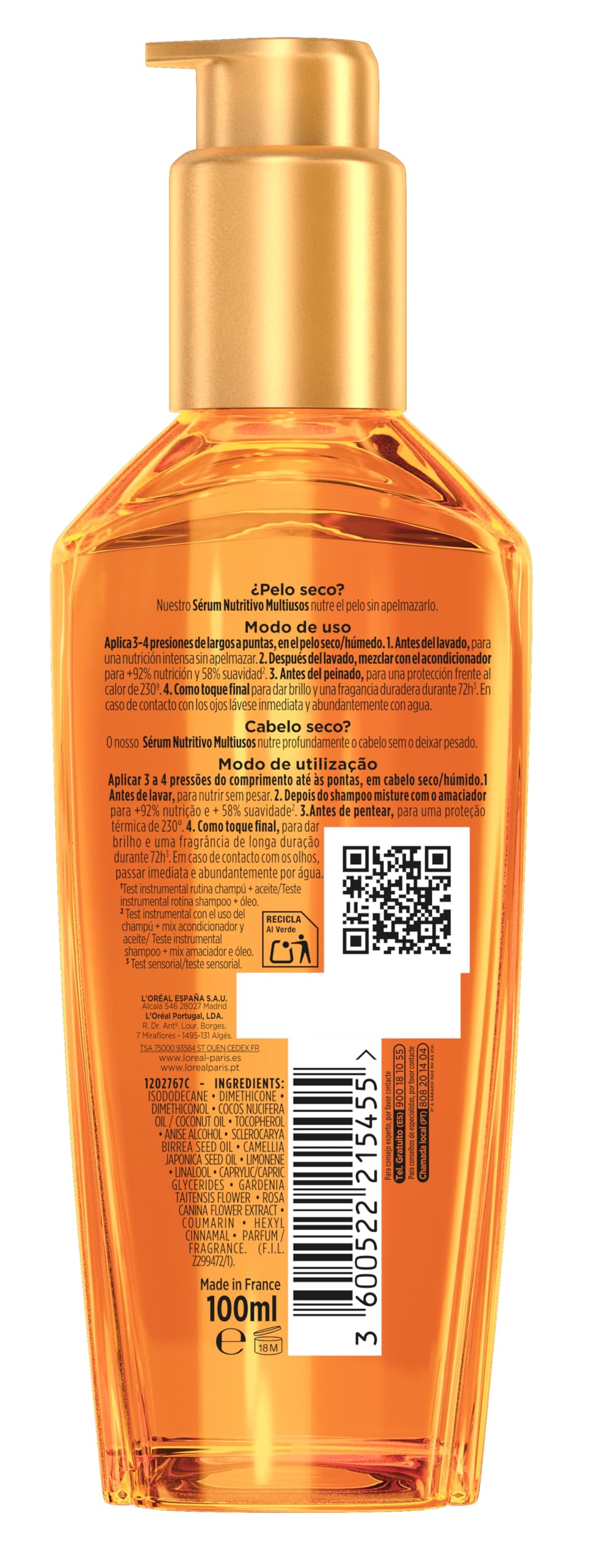 L'Oréal Paris Elvive Aceite Extraordinario, Tratamiento Sublimador Para El Cabello, Para Pelo/Cabelo Seco, Pack 2x 100 ml