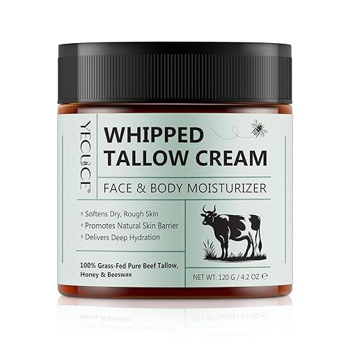 4.23 oz Tallow de ternera para la piel miel silvestre cera de abeja con pasto crema batida de sargo alimentado, loción corporal hidratante profunda,