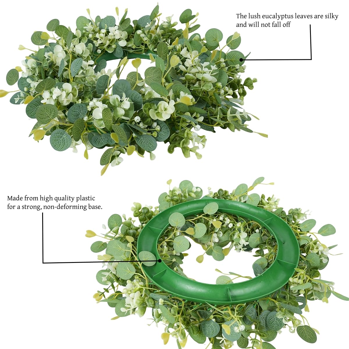 Eukalyptus Kranz für die Haustür 42 cm Eukalyptus Künstlicher Dekorative Kränze Grünkranz Künstliche Hängende Türkranz Wandkranz Frühlings Sommer Kranz Für Hochzeit Heimdekoration Dekoration