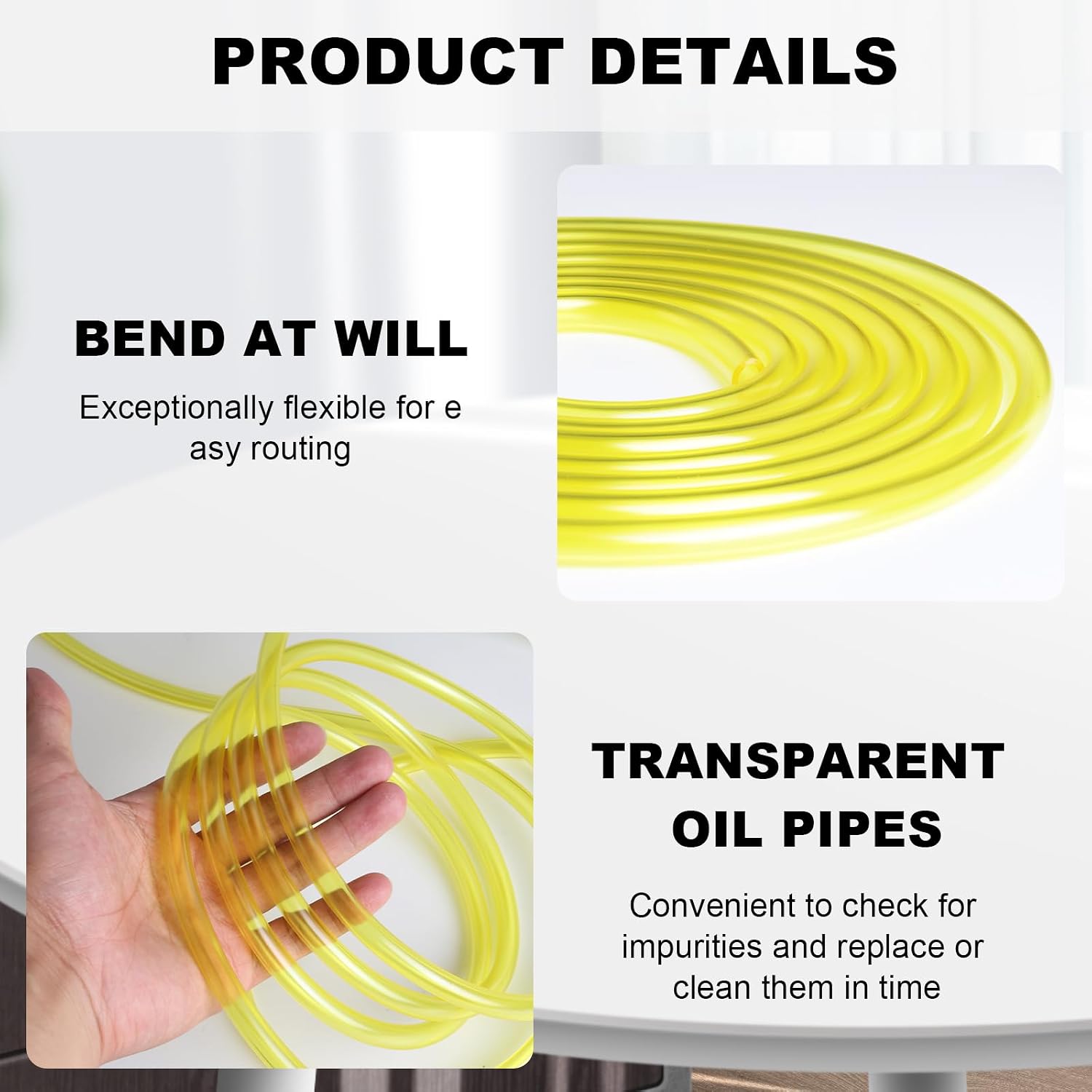 Eunice 10FT Fuel Line Hose Tube - 1/4" I.D x 3/8" O.D Fuel Line with 12Pcs Hose Clamps for Small Engines Lawn Mower String Trimmer Chainsaw Blower Common Weedeater and Other Power Tools