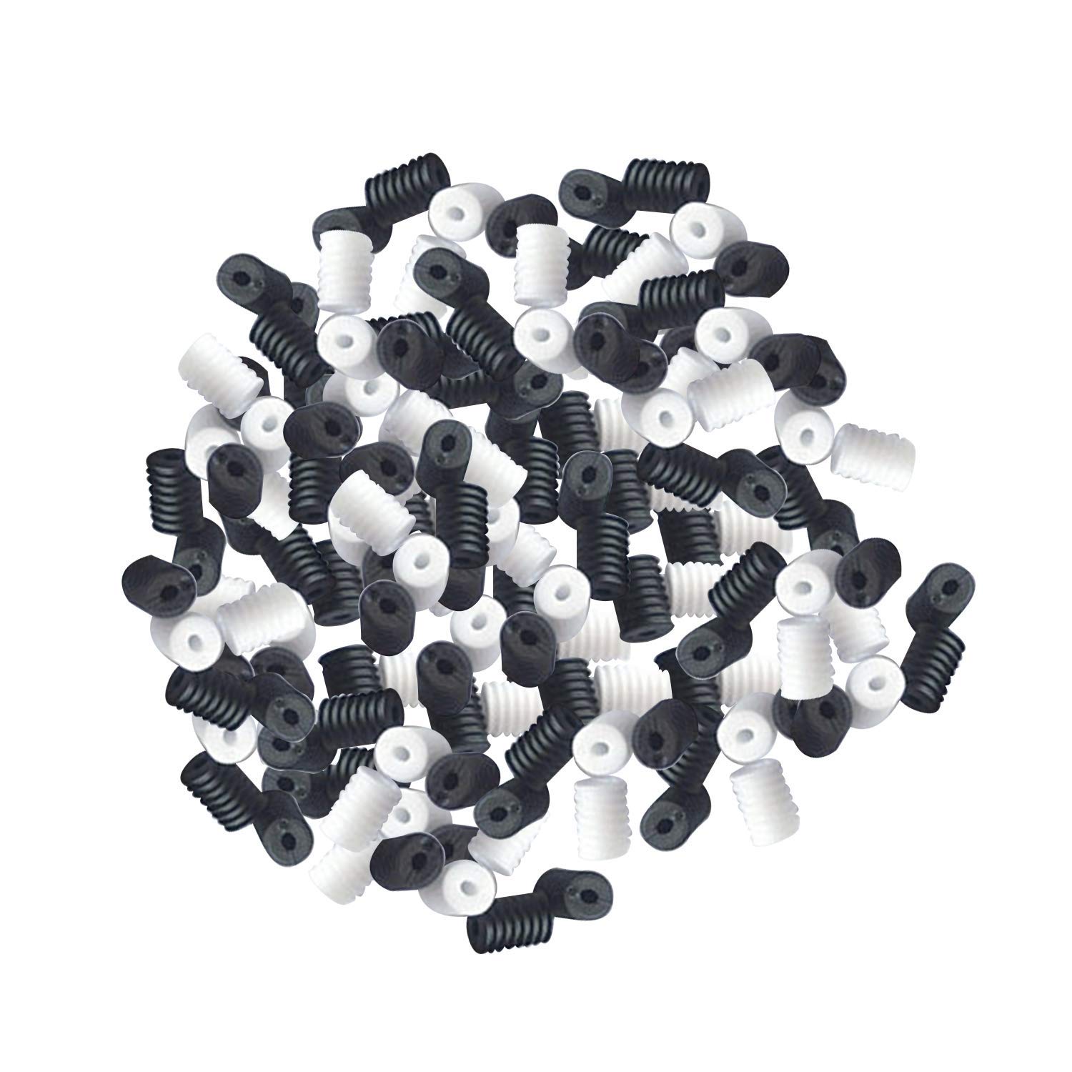 Weddecor Black & White Silicone Cord Locks Adjustable Slider Toggle Non Slip End Stopper Fastener Durable Non Slip Buckles For Elastic Drawstrings, Backpacks, Making Face Cover (9Mm X 6.5Mm, 100Pcs)