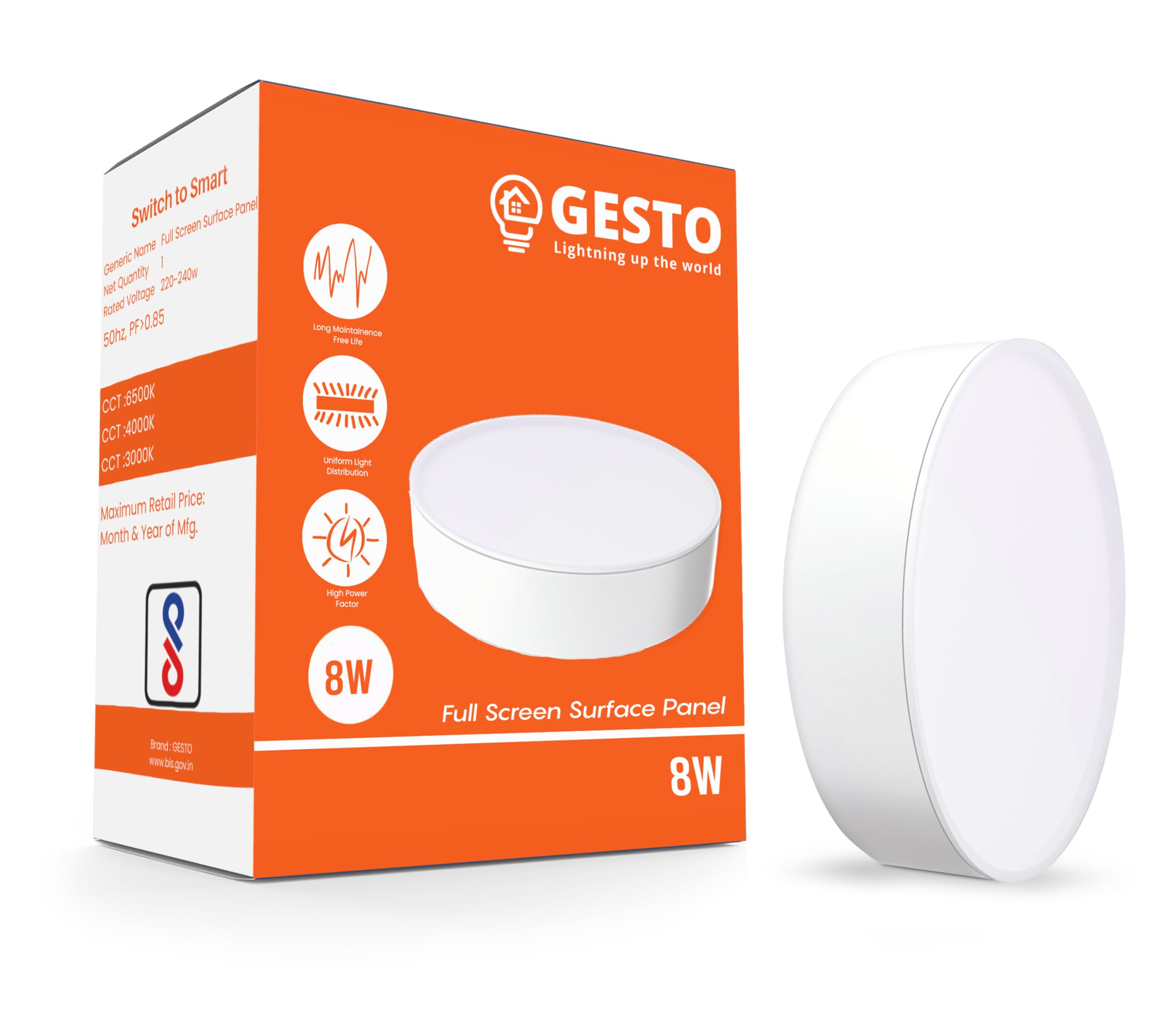 Gesto Acrylic LED Panel Light - Waterproof & Flicker-Free -1