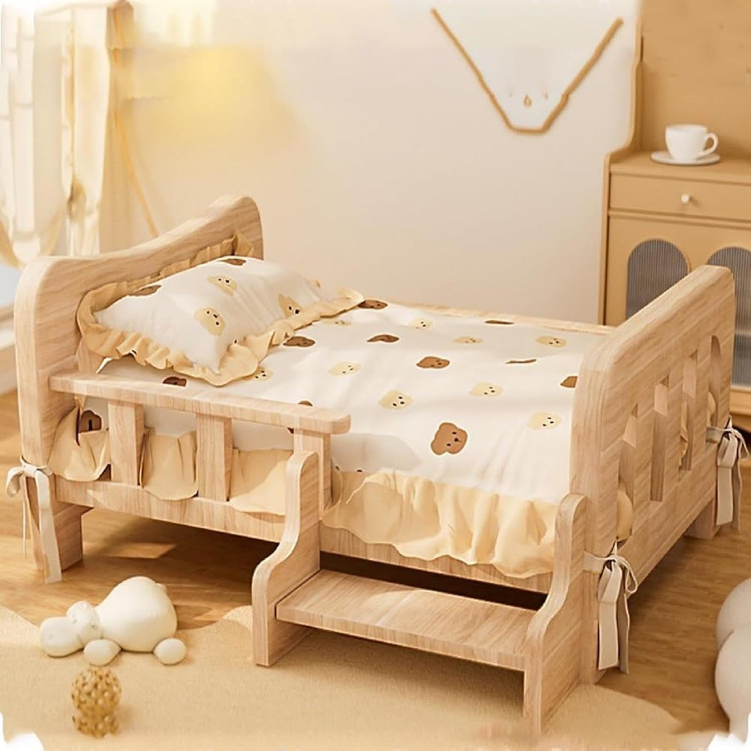 Cama para Perro con Barandas y Escalón, 31.9 x 21.3 x 11.8 Pulgadas