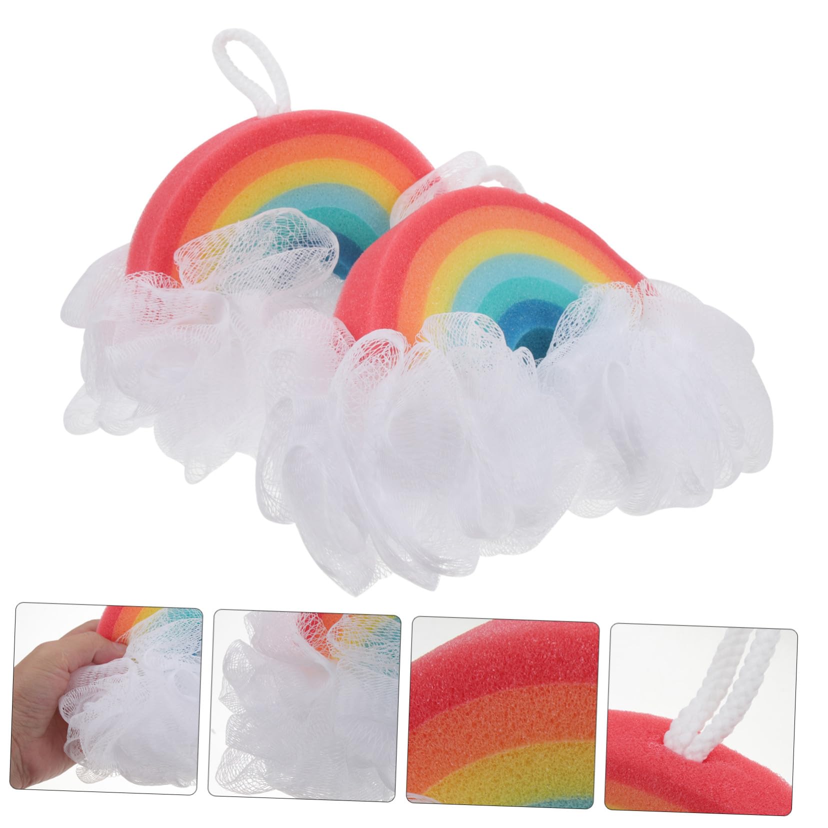 SOLUSTRE 2pezzi Spugna Esfoliante da Doccia per Corpo Design Arcobaleno Comoda e Pratica Adatta per Ragazzo Ragazza