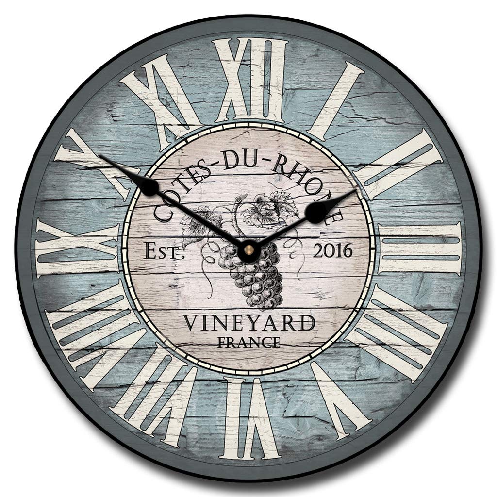 Wine Barrel Blue Wall Clock | Ultra Quiet Quartz Mechanism | Hand Made in USA Beautiful Crisp Lasting Color | Comes in 8 Sizes | 36-Inch