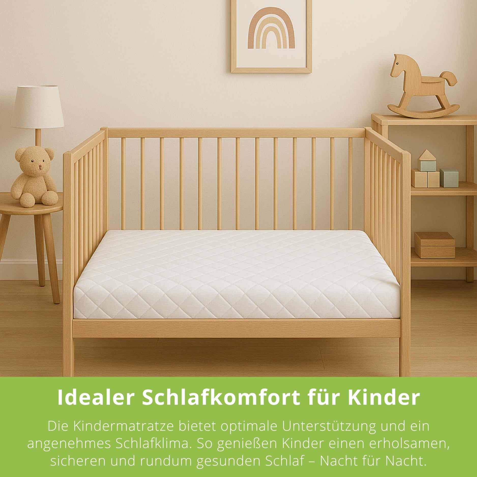 Bodyprotect Babymatratze 60x120 cm, Komfortschaum Kinder & Baby Matratze, Kindermatratze, Komfortschaummatratze 60 x 120 cm, Höhe ca. 9cm, Made in EU, Oeko-Tex, waschbar bis 95 Grad
