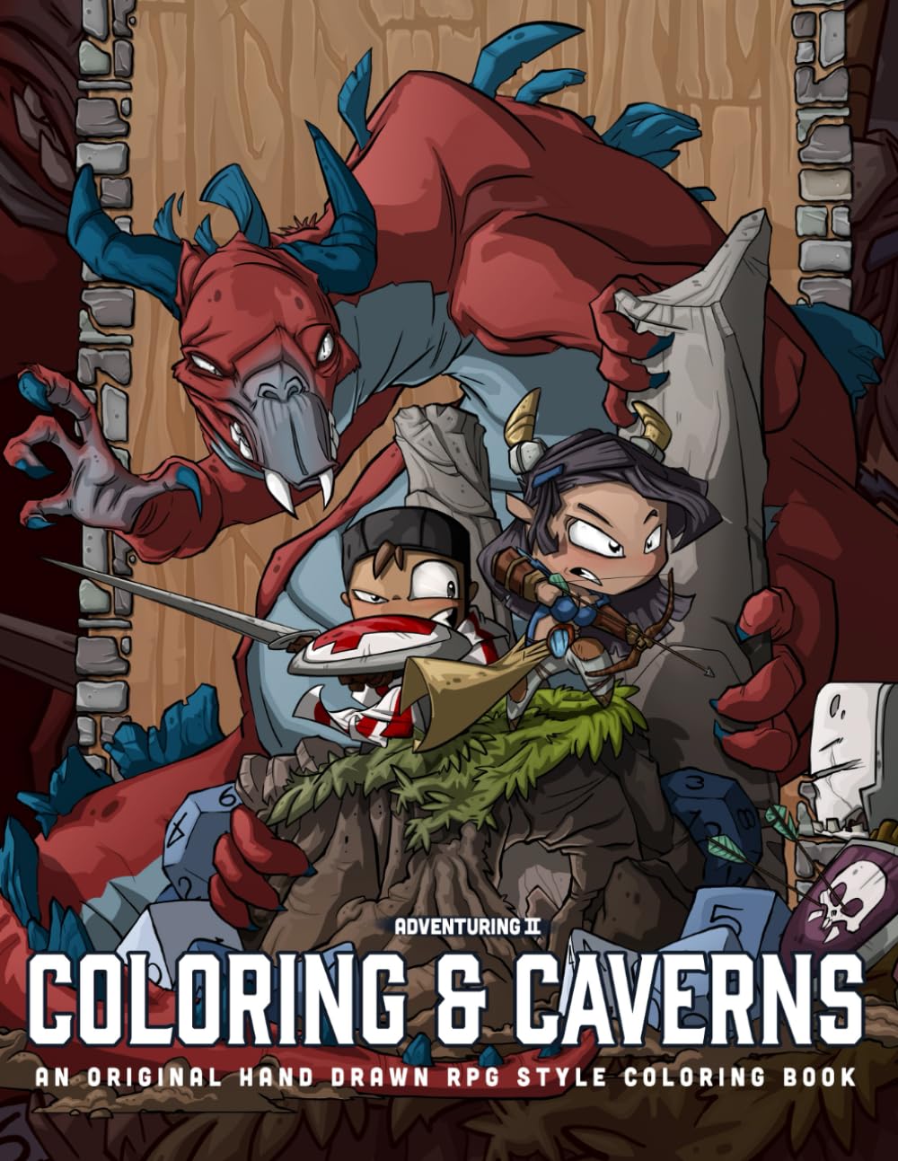 Adventuring II Coloring and Caverns: An original hand drawn RPG style coloring book
